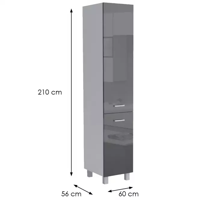 Kuchynská skrinka Lucjan 60DK 2F 2100 LUX čierna