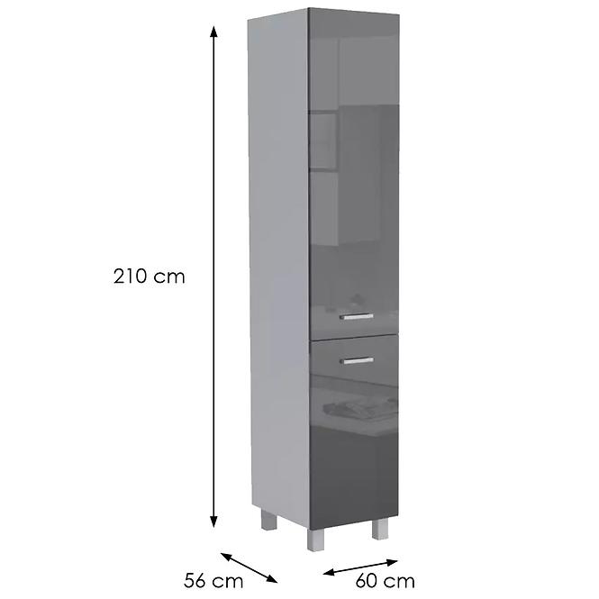 Kuchynská skrinka Lucjan 60DK 2F 2100 LUX čierna