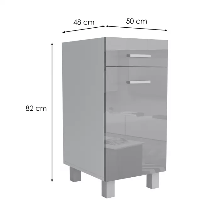 Kuchynská skrinka Lucjan D1F1S 50 LUX šedá,2