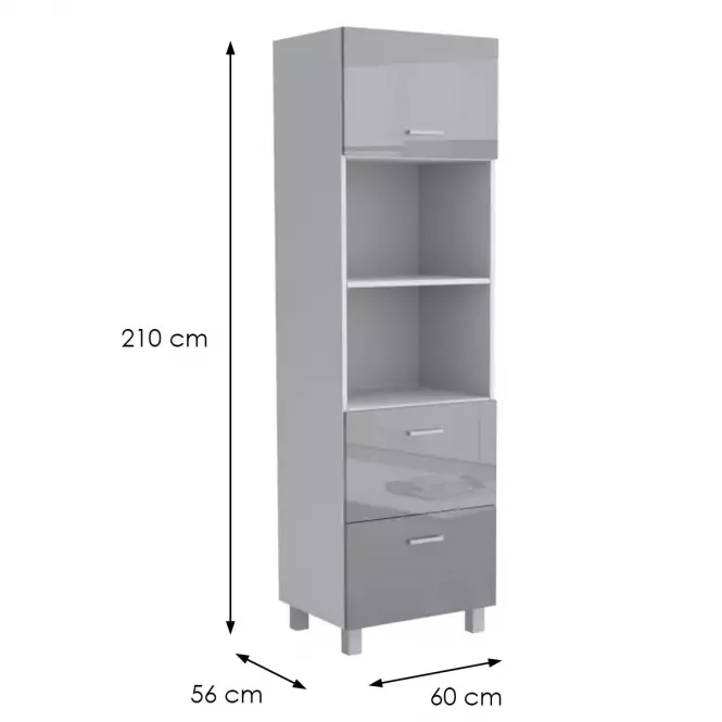 Kuchynská skrinka Lucjan 60KPM 1F2S 2100 LUX šedá,2