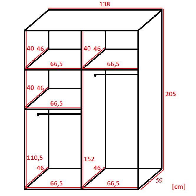 Skriňa Bill 1L zrkadlo 138 grafit