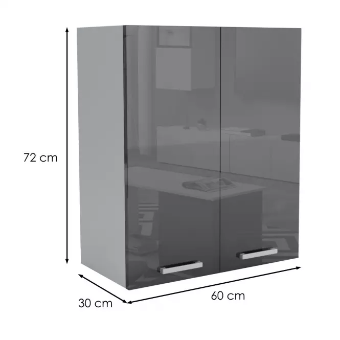 Kuchynská skrinka 60G 2F V72 LUX čierna,2