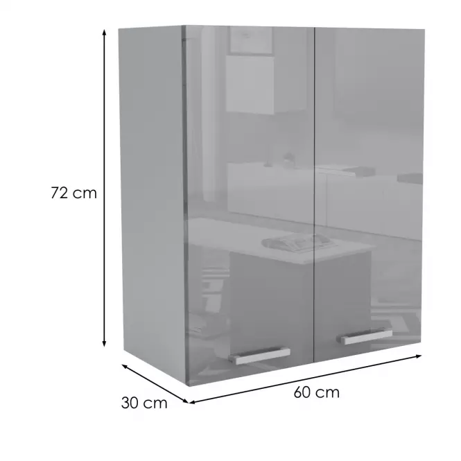Kuchynská skrinka 60G 2F V72 LUX šedá,2