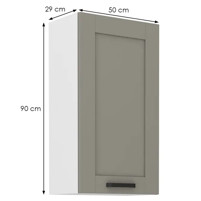 Kuchynská skrinka Luna claygrey/biela 50G-90 1F,2