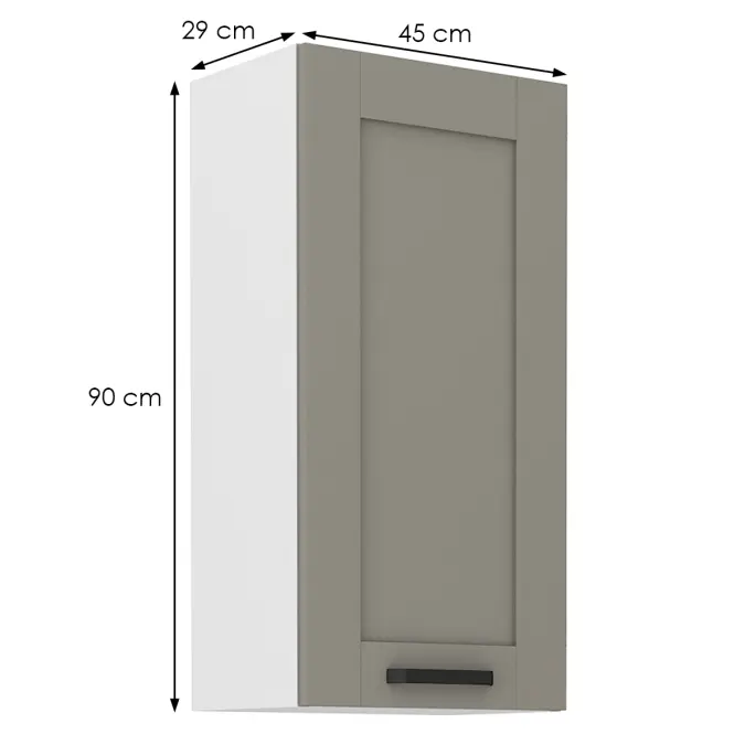 Kuchynská skrinka Luna claygrey/biela 45G-90 1F,2