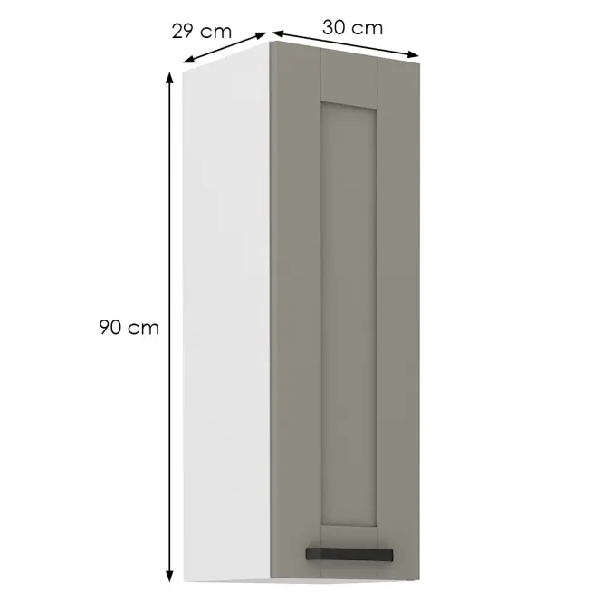 Kuchynská skrinka Luna claygrey/biela 30G-90 1F,2