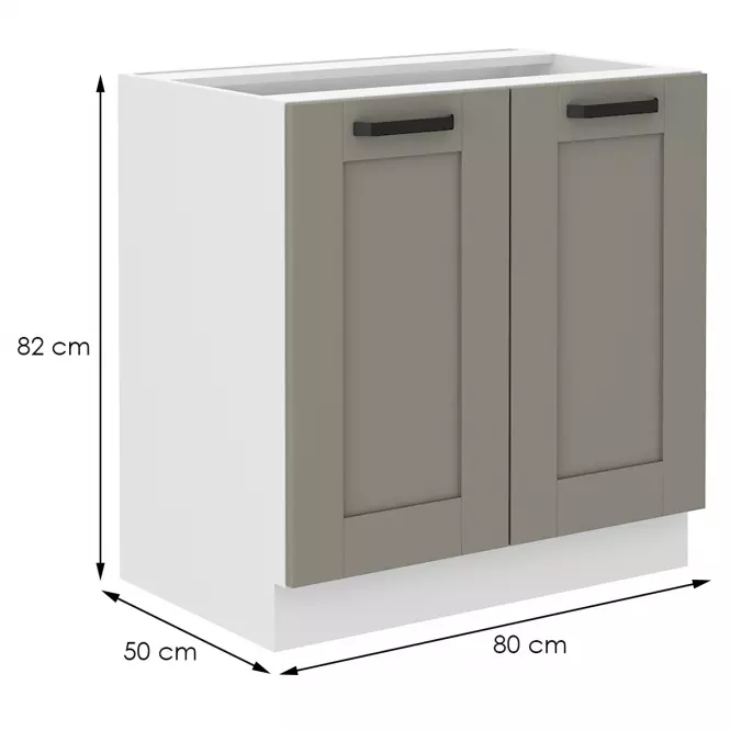 Kuchynská skrinka Luna claygrey/biela 80D 2F BB