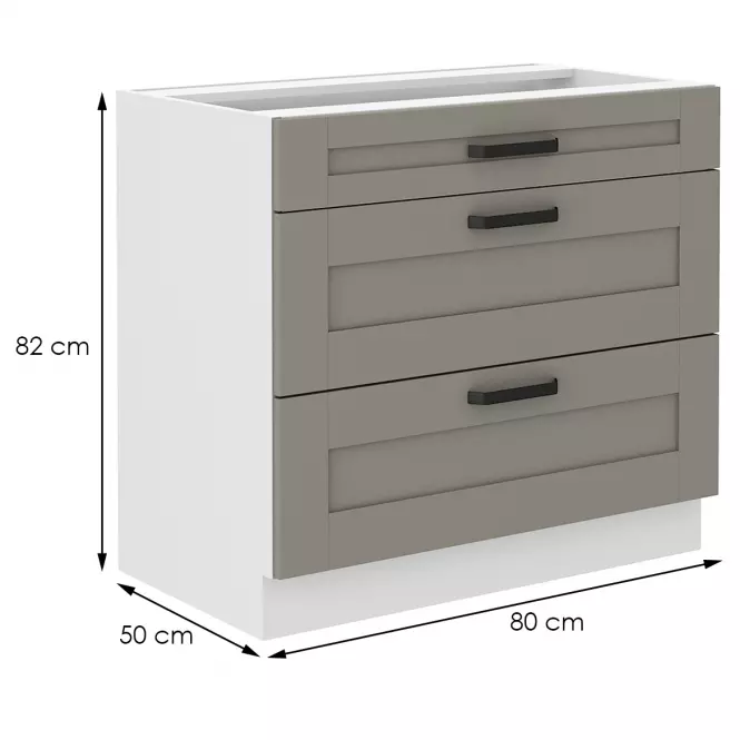 Kuchynská skrinka Luna claygrey/biela 80D 3S BB