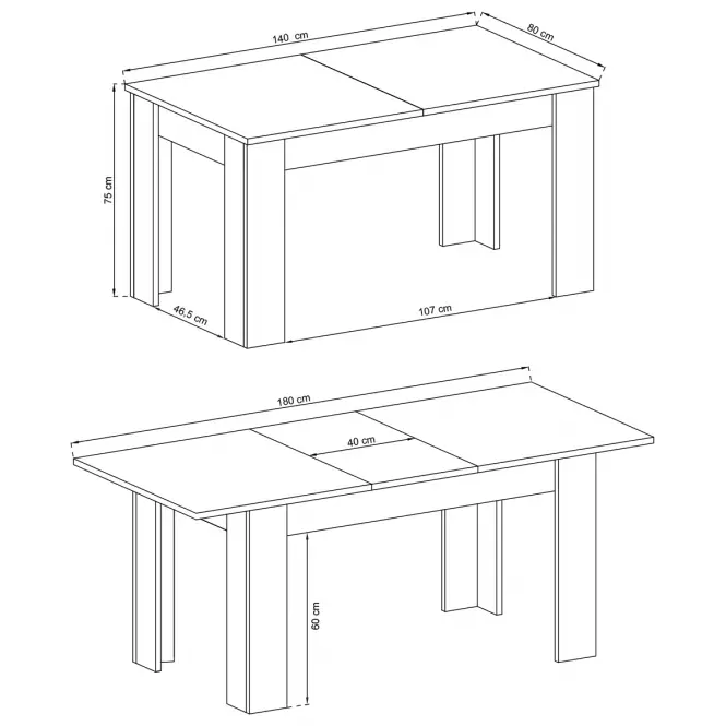Rozkladací stôl Sky SL 140/180x80cmdub riviera,3