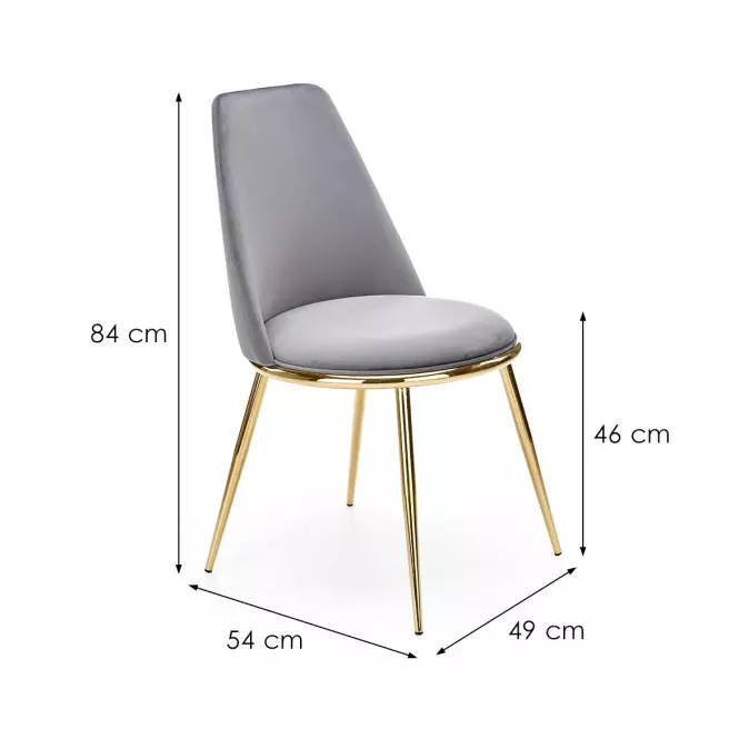 Stolička K460 Velvet/Chrome Šedá