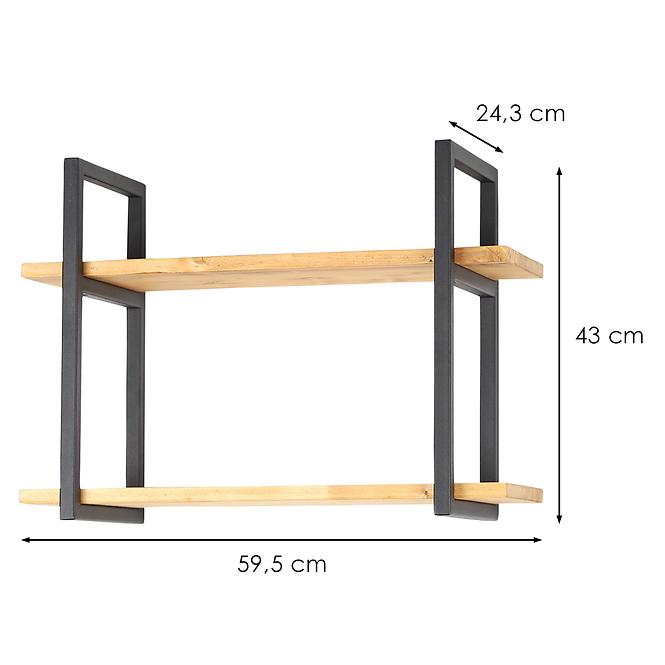 Polička Loft 07-01 59,5/43/24,3 cm čierna