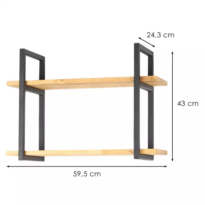 Polička Loft 07-01 59,5/43/24,3 cm čierna,2