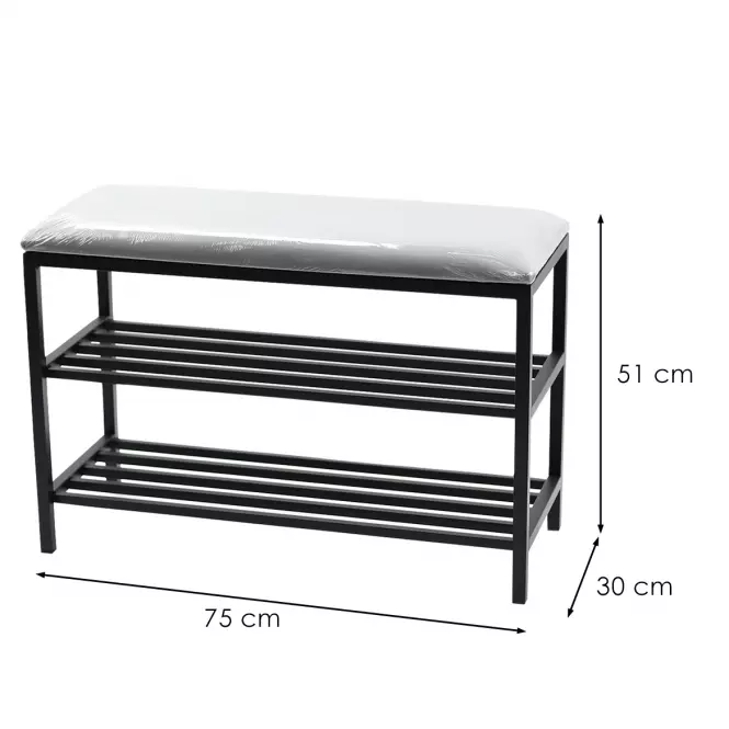 Skrinka na topánky kov so sedadlo Loft 51x75x30 čierna