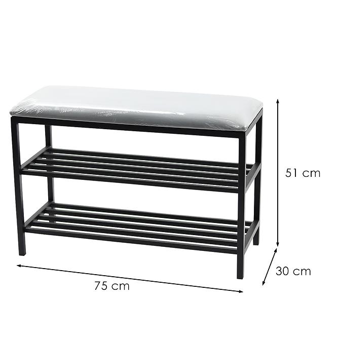 Skrinka na topánky kov so sedadlo Loft 51x75x30 čierna,3