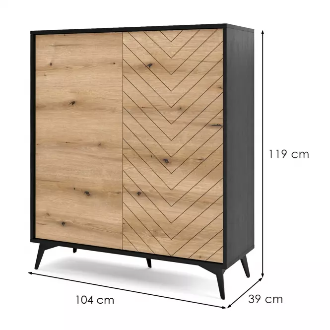 Komoda Diamond KD104 dub evoke/čierna,6