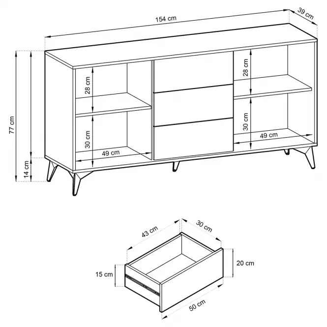 Komoda Diamond KSZ154 dub evoke/čierna,4