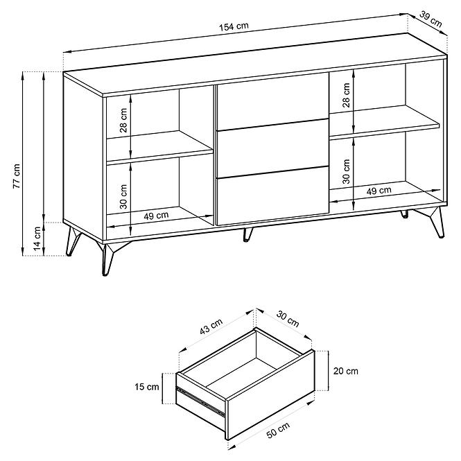 Komoda Diamond KSZ154 dub evoke/čierna,4