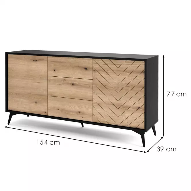 Komoda Diamond KSZ154 dub evoke/čierna