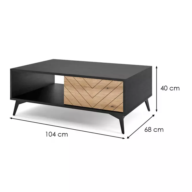 Konferenčný stolík Diamond L104 dub evoke/čierny,3