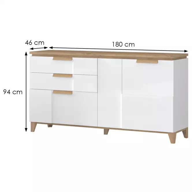 Komoda Brio K23 lakovaná pacific orech/crystal white