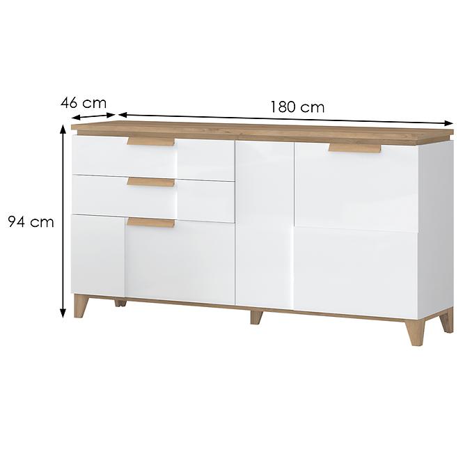 Komoda Brio K23 lakovaná pacific orech/crystal white
