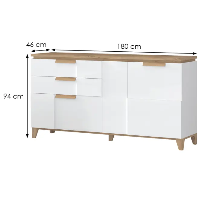 Komoda Brio K23 lakovaná pacific orech/crystal white,3