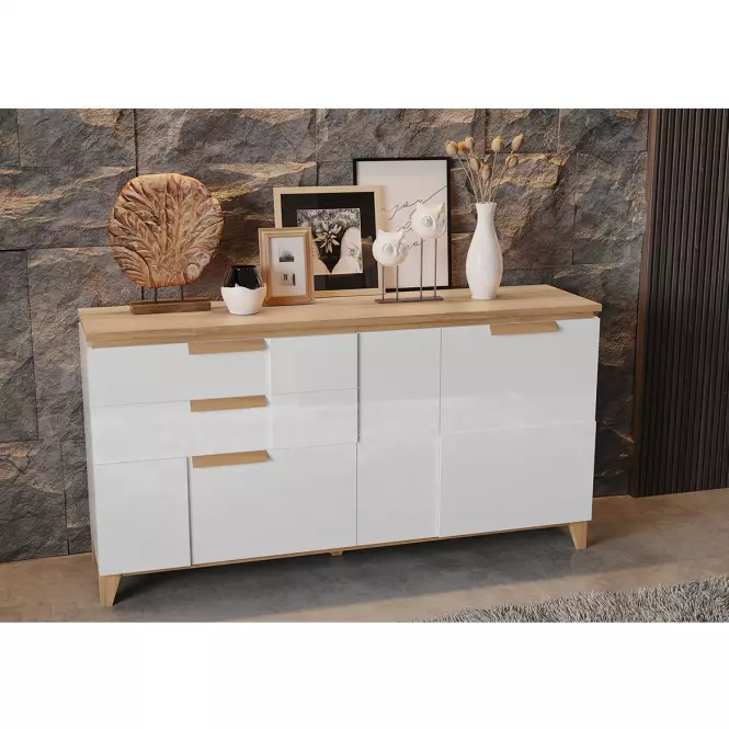 Komoda Brio K23 lakovaná pacific orech/crystal white