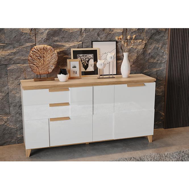 Komoda Brio K23 lakovaná pacific orech/crystal white
