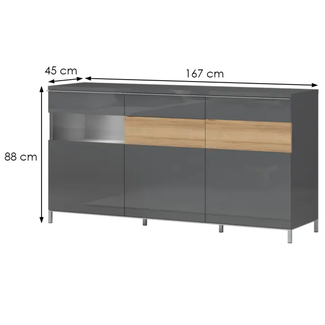 Komoda Onyx K170-3KS1F/ON lakované anthracite/pacific walnut,2