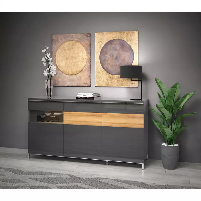 Komoda Onyx K170-3KS1F/ON lakované anthracite/pacific walnut,4