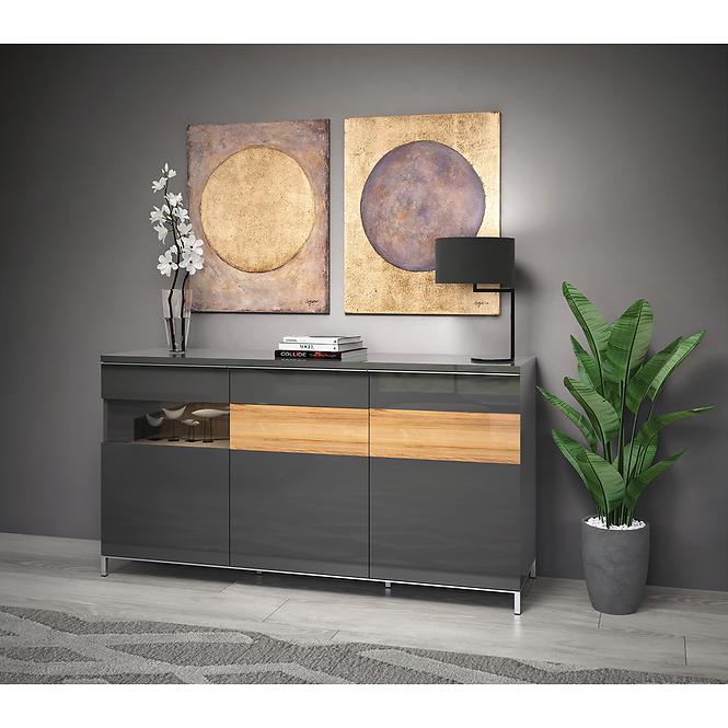 Komoda Onyx K170-3KS1F/ON lakované anthracite/pacific walnut,4