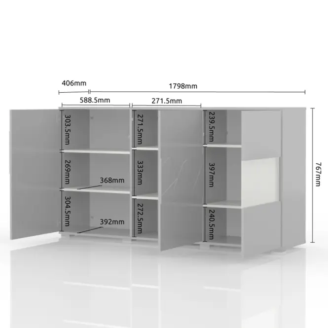 Komoda Stela K3S lakované tobacco/crystal white,3