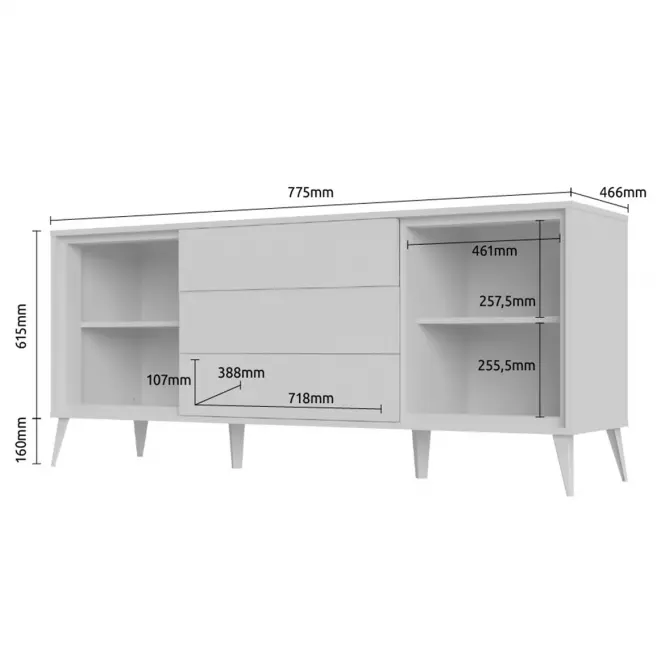 Komoda VidaK23 lakované pacific walnut/crystal white