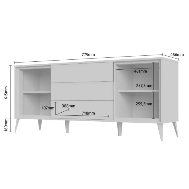 Komoda VidaK23 lakované pacific walnut/crystal white,3