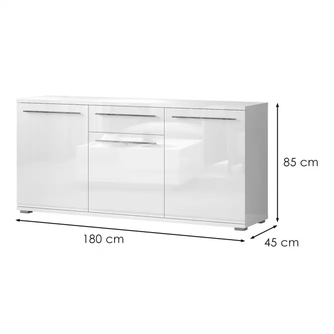 Komoda Piano K180-3K1F/PN-70/KA/70 lakované crystal white