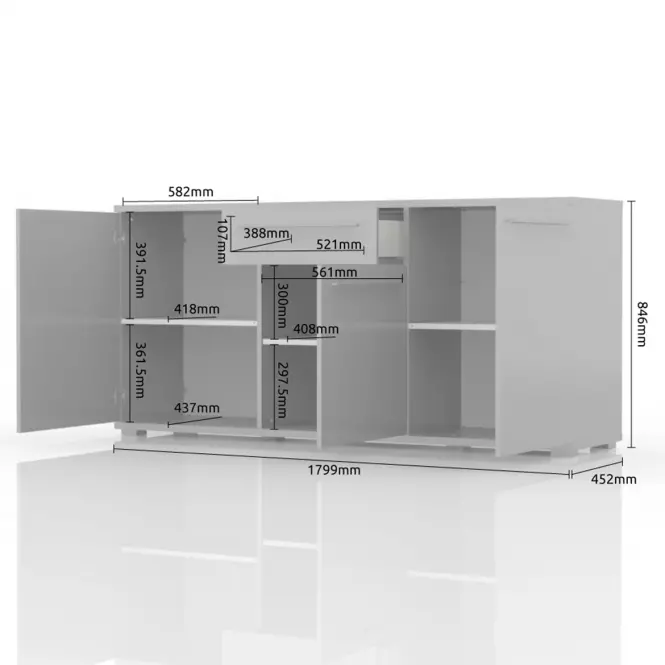 Komoda Piano K180-3K1F/PN-70/KA/70 lakované crystal white