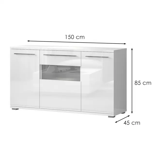 Komoda Piano K150-3KS/PN-70/KA/70 lakované crystal white