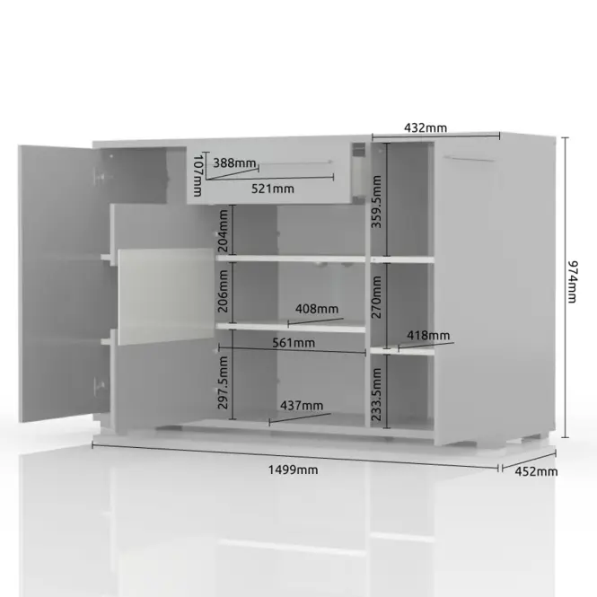 Komoda Piano K150V-3KS1F/PN-70/KA/70 lakované crystal white,3