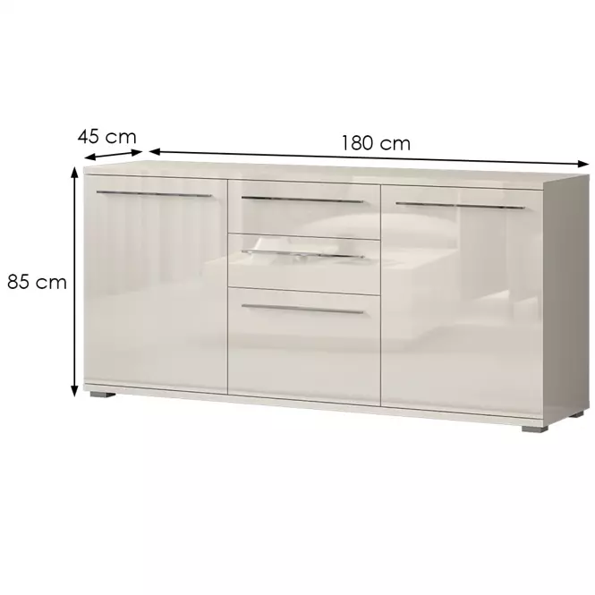 Komoda Piano K180-3K2F/PN-71/KA/71 lakované beige