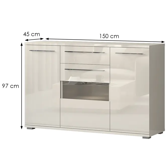 Komoda Piano K150V-3KS1F/PN-71/KA/71 lakované beige,2