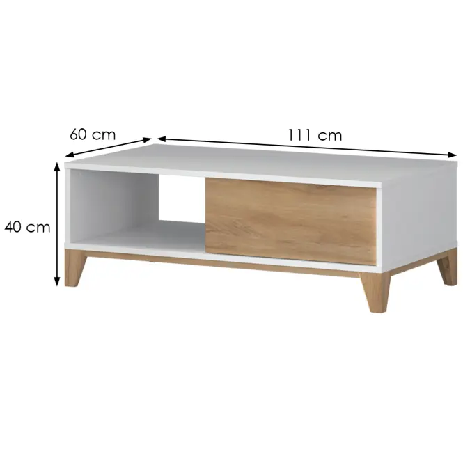 Konferenčný stolík Brio KLS lakované pacific walnut/crystal white,2