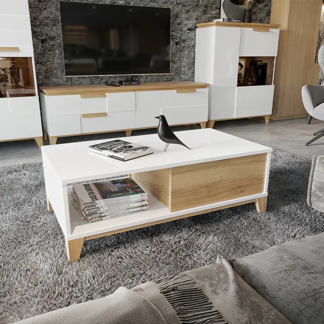 Konferenčný stolík Brio KLS lakované pacific walnut/crystal white,4