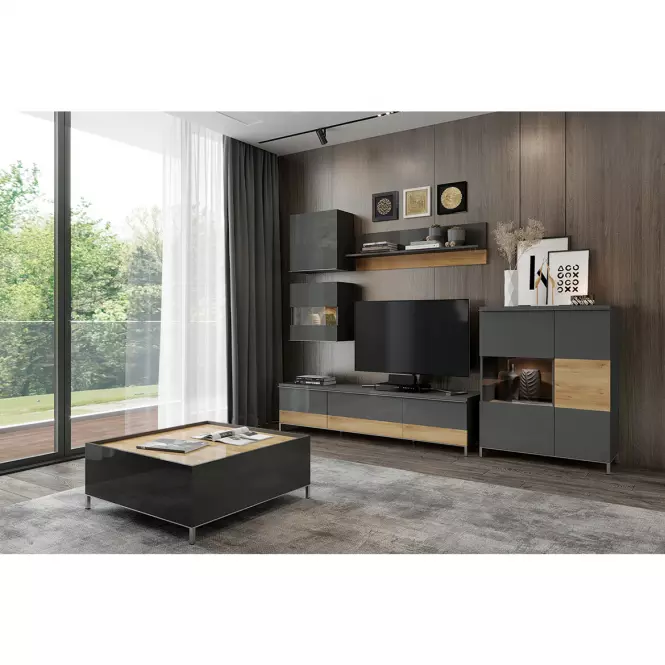 Konferenčný stolík Onyx KLS-2F/ON lakované anthracite/pacific walnut