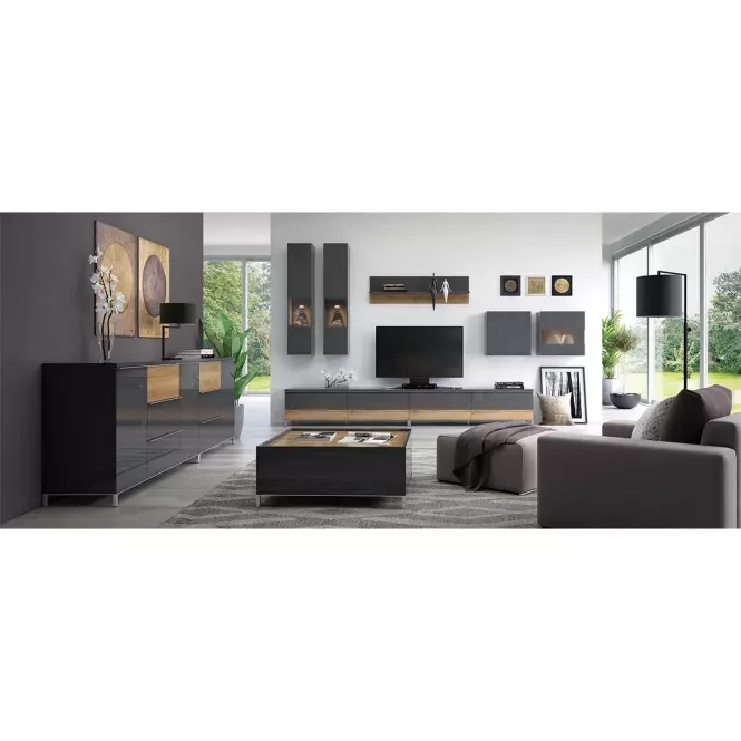 Konferenčný stolík Onyx KLS-2F/ON lakované anthracite/pacific walnut,6