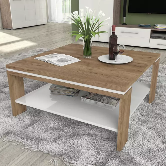 Konferenčný stolík Stela KLS tobacco/crystal white