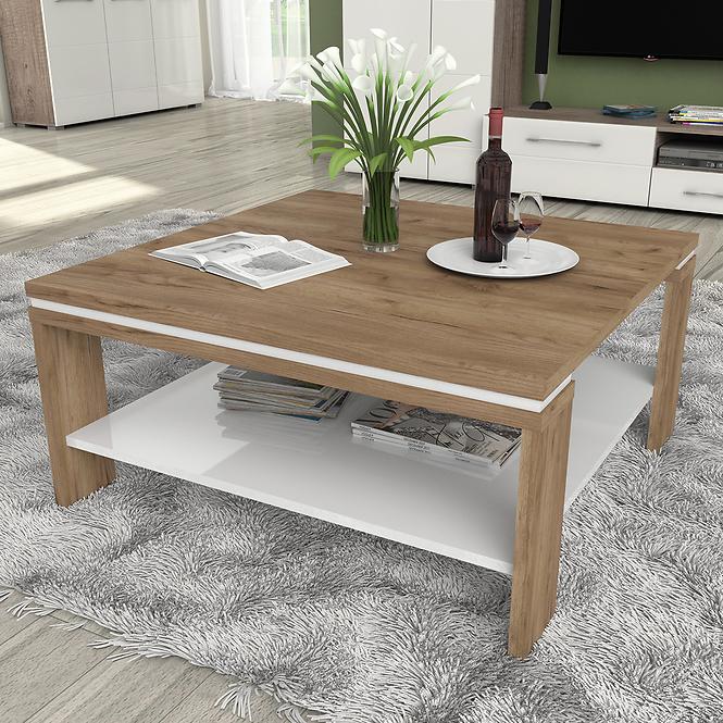Konferenčný stolík Stela KLS tobacco/crystal white,3