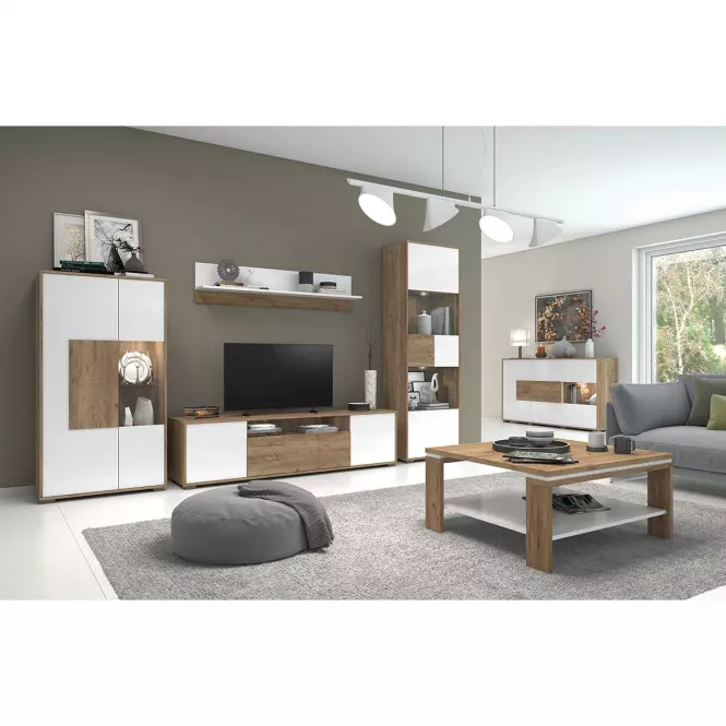 Konferenčný stolík Stela KLS tobacco/crystal white,4