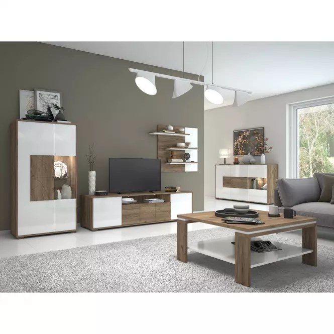 Konferenčný stolík Stela KLS tobacco/crystal white