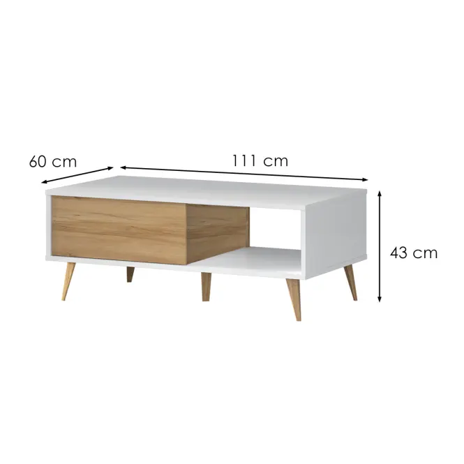Konferenčný stolík Vida KLS lakované  pacific walnut/crystal white,2