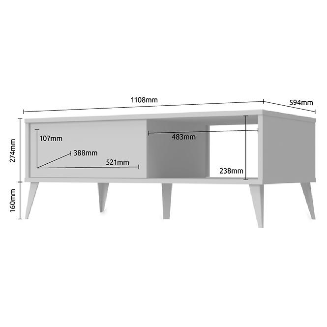 Konferenčný stolík Vida KLS lakované  pacific walnut/crystal white,3